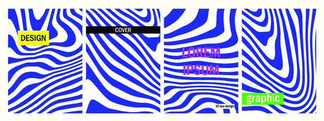 Set of vector zebra covers. Trendy stylish wild stripes template. Animal print background for design, advertising banner, web, brochure etc.