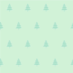 Christmas tree  pastel green seamless pattern. Hand drawn winter holidays illustration object isolated for web, for print