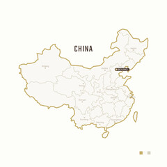 Obraz premium Map of China with border, cities and capital Beijing. Each city has separately for your design. Vector Illustration