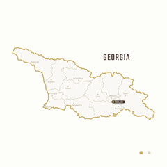 Map of Georgia with border, cities and capital Tbilisi. Each city has separately for your design. Vector Illustration