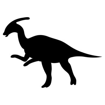 Black silhouette of a dinosaur on a white background. Vector illustration.