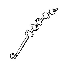 Hand drawn vector grill food barbecue clipart. Isolated on white background drawing for prints, poster, cute stationery, travel design. High quality illustration