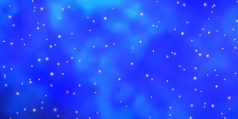 Dark BLUE vector background with colorful stars.