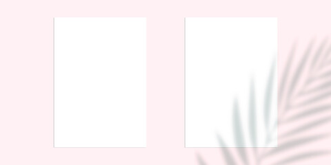 Obraz premium Vector shadow overlay effect. Transparent soft light and shadows from branches, plant and leaves. Mockup of transparent leaf shadow and natural lightning.