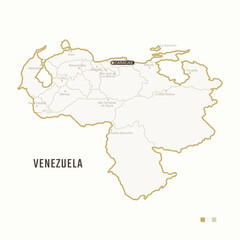 Map of Venezuela with border, cities and capital Caracas. Each city has separately for your design. Vector Illustration
