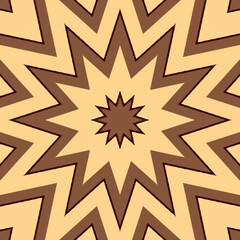 Decorative geometric star - mandala in a brown colors with 3d effect