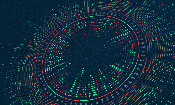 Big data visualization. Radial plot. Abstract data concept. Information background. Perspective view