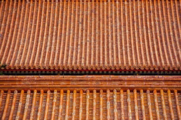 Chinese roof, tight view on tiles