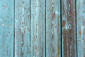 Wooden protection on all background, is painted light blue.