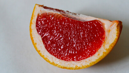 Slice of red grapefruit on a white background