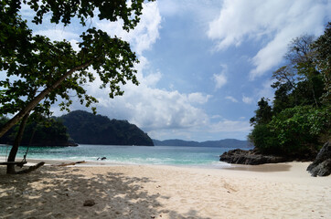 Beautiful sandy beach at Teluk Hijau (Green Bay). It is about 90 kilometer from Banyuwangi in East Java, Indonesia.