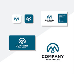 M concept logo design business card vector template