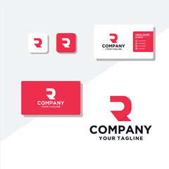 R concept logo design business card vector