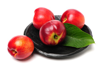 ripe nectarine on white background