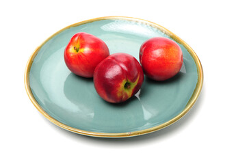 ripe nectarine on white background