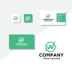 W concept logo design business card vector