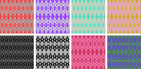 Beautiful ornamental pattern set. 8 vector patterns. Perfect for print, wrapping paper, textiles, wallpaper.