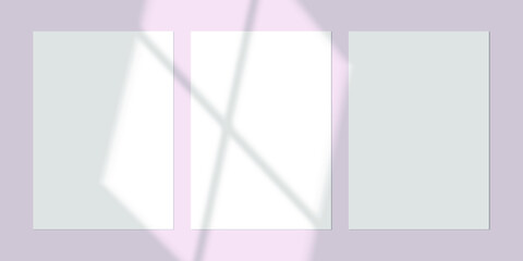 Fototapeta premium Vector shadow overlay effect. Transparent soft light and shadows from window. Mockup of transparent window shadow and natural lightning. 10 eps mesh.