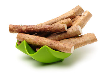 Fresh yam on white background.