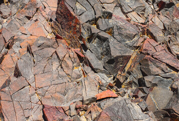 The surface of the cracked rock. Close look.