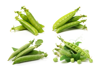 Fresh peas isolated on white background