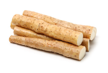 Fresh yam on white background.