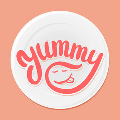 Yummy word. Vector lettering.