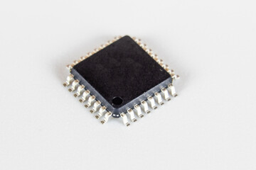 Microcontroller isolated on white background.
