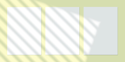 Fototapeta premium Vector shadow overlay effect. Transparent soft light and shadows from window. Mockup of transparent window shadow and natural lightning. 10 eps mesh.