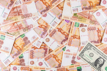 background of rubles and dollars