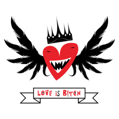 Vector image of a heart with text. Love poster, textile decorative typography.