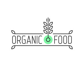 Fototapeta premium organic food linear logo with wheat