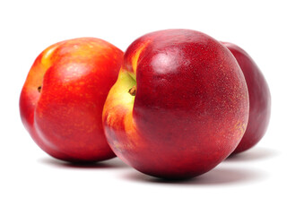 ripe peach on white background