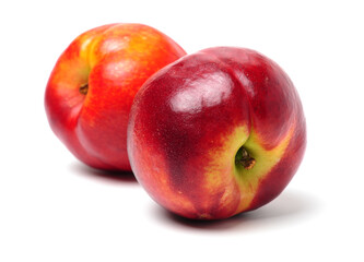 ripe peach on white background