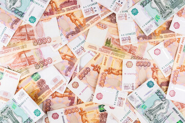 Obraz na płótnie Canvas background of banknotes, Russian rubles