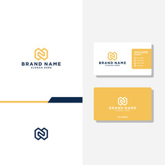 Fototapeta na wymiar Letter N geometric concept logo designs business card