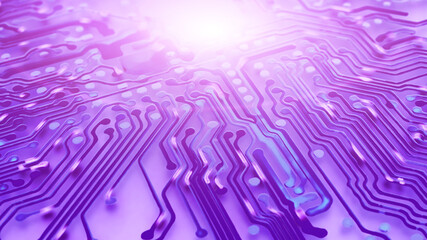 Computer Mother Board Chip With Fast Speed Glowing Circuit Network. Big Data Concept