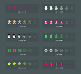 Christmas icons loading or upload and download icons vector