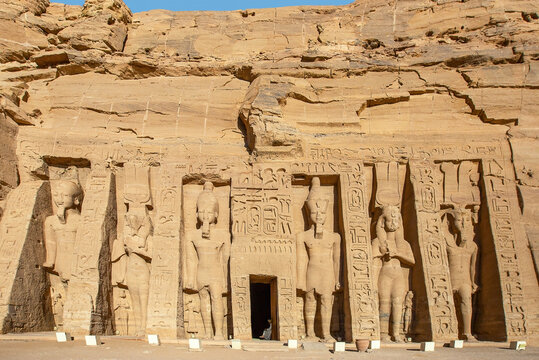 The Hathor Temple in Abu Simbel in southern Egypt. The temple was a gift of Ramses II for his wife Nefertari.
