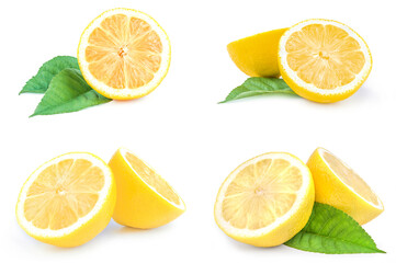 Group of lemons on a white background. Clipping path