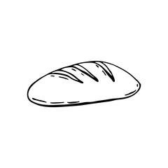 Doodle images of loaf. An image of a hand-drawn food. Vector for web, print, textile.