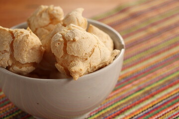 biscuits inside the bowl, starch biscuit, breakfast with cheese bread