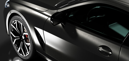 Detail shot of modern black premium car