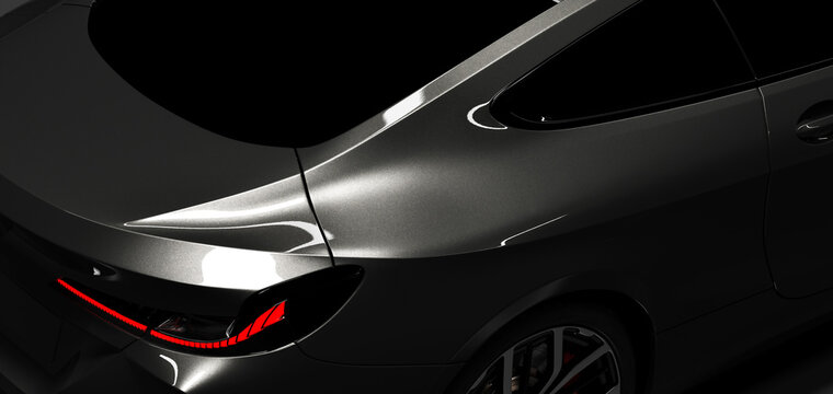 Fototapeta Detail shot of modern black premium car
