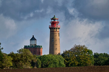 Fototapeta na wymiar Die Leuchttürme am Kap Arkona auf der Insel Rügen.
