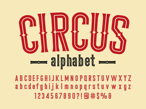 Stylish vintage styled alphabet design with uppercase, lowercase, numbers and symbols