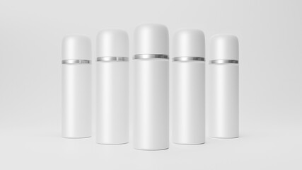 Perfume bottles various color 3d realistic set on white background 
