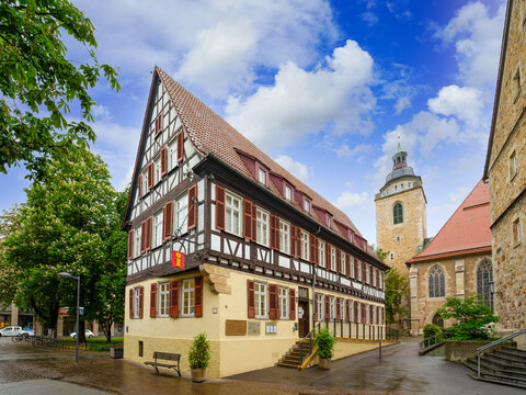 Kirchheim unter Teck Baden-W&uuml;rttemberg Deutschland Stuttgart Fachwerk Umgebinde Blauer Himmel Wolken