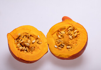 Yellow pumpkin vegetable isolated on white background