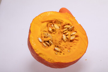 Yellow pumpkin vegetable isolated on white background